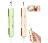 KGDUYC 2pcs Destripador de Costuras, enhebrador 2 en 1 para Coser, enhebrar y desenhebrar, Herramienta de Costura Multifuncional para Coser,herramienta de costura,descosedor (Verde+Amarillo)