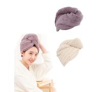 KGDUYC 2pcs Turbante para el Cabello Toalla de Secado Rápido Toallas de Baño Turbante del Abrigo de Pelo Secado Rápido de Microfibra con Botón
