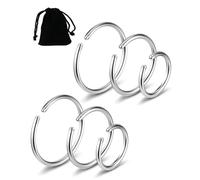 KGDUYC 3 pares Triple/Doble Bisagra Anillos Piercing Nariz Aro- 316L de acero quirúrgico Clicker Septum Piercing Joyería Nariz Helix Lip Anillos Cartílago Pendiente Rook Tragus Body Piercing-plata