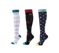 KGDUYC 3 Piezas Calcetines de Compresión para Hombres y Mujeres Calcetines de Compresión es el Mejor para Running, Senderismo, Correr, Volar, Viajar - lunares/amar/corbata de moño
