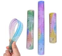 KGDUYC 3pcs Regla flexible - regla flexible, regla suave, regla de plástico, regla transparente, color resistente a la rotura, regla métrica, flexible, regla colorida, regla plana para la escuela