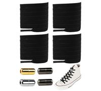 KGDUYC 4 Piezas Cordones de zapatos, cordones de liberación rápida sin lazo, 4 piezas hebillas de cápsula de metal, de liberación rápida,zapatos para correr sin cordones,zapatillas de deporte (Negro)