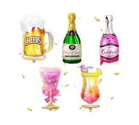 KGDUYC 5 Piezas Globos de Champán, Globos de Aluminio de Cerveza, XXL Gigante Globos de Cerveza, Globo de Helio de Cerveza para Fiesta Temática Decoracion para Bodas Cumpleaños Aniversario