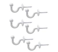 KGDUYC 6 pcs Paquete Ganchos para alzapaños de Cortina, Soporte para Cortina, Metal, Blanco, Extremo en Forma de U, Gancho de Pared, Ganchos para alzapaños con Extremo de Bola para Cortinas