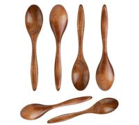 KGDUYC 6 piezas cucharas madera pequeñas- cucharillas madera, minicucharas para cocinar especias, cucharas miel para chocolate caliente, miel, café, té, accesorios de cocina (marrón claro)