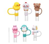 KGDUYC 6 Piezas PláStico Pajitas Reutilizables y fundas para Stanley 40oz 30oz Coloridas Pajitas para Stanley Adventure Quencher Travel Tumbler con Cubiertas de Pajita Tapas y Cepillo de Limpieza