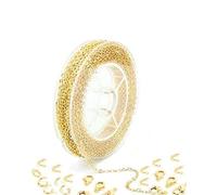 KGDUYC Cadena chapada en oro de 5m de acero inoxidable con 10 cierres de langosta, 30 anillos de salto, collares, aretes, pulseras, extensores para hacer joyas, plata