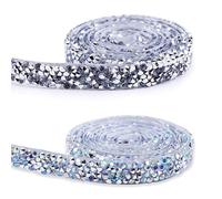 KGDUYC Cintas de Adorno de Costura,2 Piezas de Cintas Autoadhesivas de Diamantes de imitación de 10 mm, Autoadhesivas con Purpurina para Manualidades Decorativas (1 código,91 M)