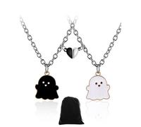 KGDUYC Collares de la Amistad, Collar Fantasma Cadena Plata Mujer, Collares Corazon Partido, Collares de Mejores Amigas para 2 Niña Bff Regalos Personalizados Accesorios de Amistad(2 Piezas)