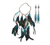 KGDUYC Diadema de Plumas - 1 pcs Indio Plumas Diadema,2 aretes,Diademas de moda para mujer,Hippie Tocados Diadema Pluma Pavo Tocado de Indio Pelo Hippie Bohemia Banda para Mujer