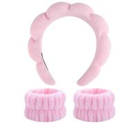 KGDUYC Diadema Maquillaje,Cinta Pelo Maquillaje Mujer,Juego de 3 coleteros Rosas para Mujer para el Cuidado de la Piel, Lavado de Cara y Accesorios de Maquillaje.