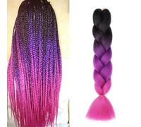 KGDUYC Extensiones de Cabello,Peluca,rastas de Seda de Alta Temperatura Peluca de Cola de Caballo Color Degradado Fibra química Trenzas Grandes Extensiones de Cabello Trenzado de Cabello Trenzado