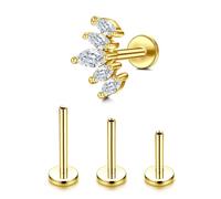 KGDUYC G23 Titanio Piercing Oreja Piercing Tragus Piercing Labret Roscado Interno Piercing Labio CZ Hipoalergénico Medusa Piercing Pendiente Pequeño Piercing Tragus Conch Piercing Helix - Hoja Oro