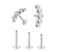 KGDUYC G23 Titanio Piercing Oreja Piercing Tragus Piercing Labret Roscado Interno Piercing Labio CZ Hipoalergénico Medusa Piercing Pendiente Pequeño Piercing Tragus Conch Piercing Helix - 5CZ Plata