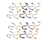 KGDUYC Pendientes - 10 paar 5 colores Espárrago de Oreja de Espiral de Acero Inoxidable de 1,2 mm Pendiente de espirales Anillo de Labio espárrago de perforación de hélice de Cuerpo(Bola/Flecha)