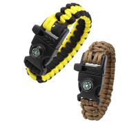 KGDUYC Pulsera de 2 piezas de cuerda de paracaídas trenzada, pulsera de supervivencia al aire libre, pulsera de cuerda de paracaídas multiusos,silbato, brújula(como se muestra en la figura 3)
