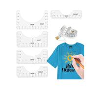 KGDUYC Reglas de costura,5pcs Herramientas de Alineación de Camisetas,Guía de Regla de Camiseta con 1 Rollo Cinta Métrica Suave Herramienta de Centrado de Camisetas para Suministros de Diseño de Tela