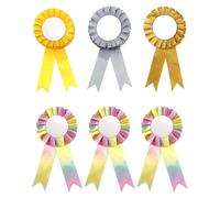 KGDUYC Rosetones para ganadores, 6 lazos en oro, plata y arco iris para accesorios de caballo,hobby horse,hobby horse accesorios,línea de arco iris