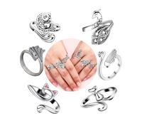 KGDUYC Suministros de Anillos de Ganchillo para Tejer 6 Piezas Tabla Bloqueo Guía Hilo Dedo Accesorios Línea Fijación Anillo Dedal Alfileres y Etiquetas ArtíCulos Bucle Ajustable,anillas tejidas