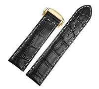 KGFCE Banda de reloj de cuero genuina para Hamilton Kaqi Aviation Aviation Frosted Pleging Buckle Ratch de 20 mm 22 mm Coraja(Black-gold,22mm)