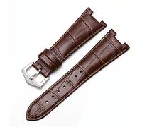 KGFCE Banda de reloj de cuero genuino para Patek Philippe 5711 5712g Nautilus Watchs Men y mujeres Notch especial de 25 mm*12 mm Coraja de reloj(Brown-silver)