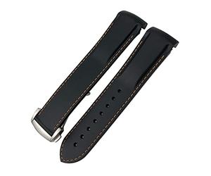 KGFCE Banda De Reloj De Silicona De Goma 19mm 20mm 21mm 22mm Para La Conquista De Hidroconques para Longines VHP Correa De Relojes Deportivos Impermeables(Black orange,22mm)