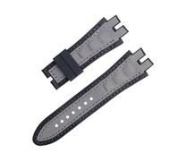 KGFCE Correa de cuero nobuk para reloj, accesorios de correa de silicona de 28mm, negro, azul, rojo y amarillo, compatible con correa Roger Dubuis para serie EXCALIBUR(Gray)