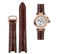 KGFCE Correa de piel de vaca cóncava de 18x10mm, 20x12mm, pulsera de piel de becerro marrón y negro, hebilla plegable para reloj Cartier PASHA WSPA0009