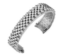 KGFCE Correa de reloj clásica de acero inoxidable macizo de 13, 17 y 20mm, para pulsera de hombre Role X Oyster Perpetual DateJust Silver Gold(H,17mm)