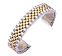 KGFCE Correa de reloj clásica de acero inoxidable macizo de 13, 17 y 20mm, para pulsera de hombre Role X Oyster Perpetual DateJust Silver Gold(E,13mm)