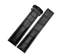 KGFCE Correa de reloj de cuero vacuno auténtica para TAG Heuer Carrera Lincoln 19 mm, 20 mm, 22 mm, hebilla plegable color negro y marrón, 19mm, Acetato, No es una piedra preciosa