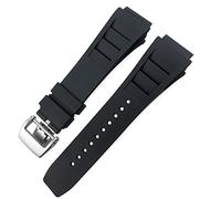 KGFCE Correa de reloj de goma de 20mm y 25mm para Richard Spring Bar, correa de silicona para reloj deportivo Mille, pulsera impermeable suave(Black fold buckle)
