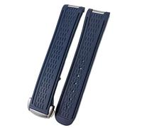KGFCE Correa de reloj de silicona de goma de 20mm para obtener un ajuste para Omega Seamaster 300 AT150 Pulseras de banda de hebilla de acero Aqua Terra Ultra Light 8900(Blue blue 2 Round)