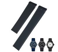 KGFCE Correa de reloj de silicona y goma de 20mm y 22mm compatible con Tag Heuer CARRERA AQUARACER 300 WAY201A WAY211C, accesorios para reloj en negro, azul y marrón(Black Without Buckle,20mm)