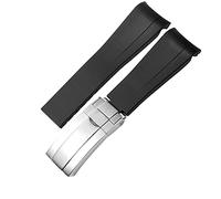 KGFCE Para la correa de goma Rolex, la correa de los cuentos, el agua verde, el agua verde, el buzo, la silicona verde de 20 mm de 21 mm banda de reloj(Black-silver,20mm)