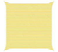 KGFHERENB 15 x 15 ft Square Oxford Sun Shade Sail, Yellow & White Striped | Equipped with stainless steel D-rings for easy setup on patios or decks, ofreciendo protección contra el viento y el sol