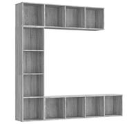 KGFHERENB 3-TLG Sonoma - Estantería baja para TV (180 x 30 x 180 cm), color | Estantería de pie flexible y estante de pared con 12 compartimentos para salón y oficina de madera de fácil cuidado en gris