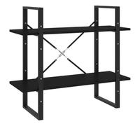 KGFHERENB Estantería de pie, color negro, 80 x 30 x 70 cm, madera y metal | Práctica librería con 2 compartimentos abiertos para sala de estar y estudio. Construcción robusta con diseño industrial.
