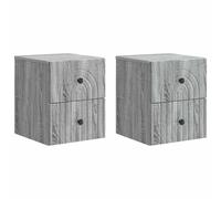 KGFHERENB Juego de 2 mesitas de noche montadas en la pared, Sonoma gris, 33 | Cajonera colgante para dormitorio que ahorra espacio y está hecha de madera resistente para mantener la pared ordenada.