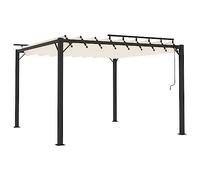 KGFHERENB Pérgola de 3 x 3 m con techo de láminas de aluminio, color crema | Toldo moderno para jardín, terraza y piscina con techo ajustable de poliéster resistente a la intemperie.