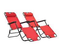 KGFHERENB Tumbonas plegables 2 PCS. Silla de jardín ajustable roja | Cómoda silla plegable con reposacabezas suave y reposapiés para horas de relax en el jardín, en el balcón o en la playa.
