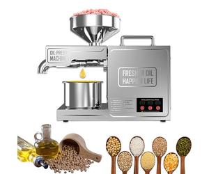 Kgfvesdc Prensa Aceite 1000w,MáQuina De Prensado De Aceite Comercial, Control Temperatura MáQuina Prensa Aceite AutomáTica,Motor De Cobre Completo, Para Lino, Maní, Semilla De CáñAmo, SéSamo, Girasol