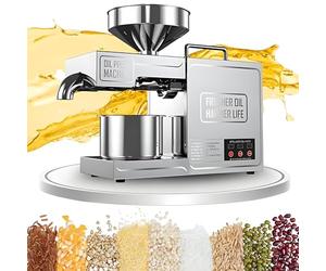 Kgfvesdc prensa aceite oliva 1000w,MáQuina De Prensado De Aceite Comercial, Control Temperatura MáQuina Prensa Aceite AutomáTica,Motor De Cobre Completo, Para Lino, Maní, Semilla De CáñAmo, SéSamo