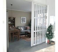 Kgfvesdc Puerta Acordeon Interior,Puerta Plegable Interior De Pvc Y AcríLico Tipo AcordeóN【W×H:60×203cm】Separador De Ambientes Corredizo,De Pvc Con Cristales Transparentes, Para Gabinete, Armario