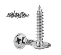 KGGZKG 60 tornillos de cabeza plana M4 x 20 x 8,5 mm, cabeza de oblea Phillips de acero inoxidable 304, tornillos autorroscantes, cabeza redonda multiusos con arandela para herrajes de construcción
