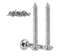 KGGZKG 60 tornillos de cabeza plana M4 x 35 x 8,5 mm, cabeza de oblea Phillips de acero inoxidable 304, tornillos autorroscantes, cabeza redonda multiusos con arandela para herrajes de construcción