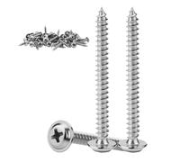 KGGZKG 60 tornillos de cabeza plana M4 x 40 x 8,5 mm, cabeza de oblea Phillips de acero inoxidable 304, tornillos autorroscantes, cabeza redonda multiusos con arandela para herrajes de construcción