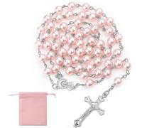 KGGZKG Rosario Religiosos Católico Comunión con Cruz Retro Bolsa de Regalo de Terciopelo para Cristianos Católicos Comunión Religiosa Bautismo Misa Biblia Fiesta para Niña Mujer Hombre