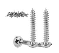 KGGZKG Tornillos de cabeza plana M5 x 25 mm, tornillos de madera de acero inoxidable 304, 30 tornillos autorroscantes Phillips de cabeza de oblea de rosca completa con ranura cruzada estándar, cabeza