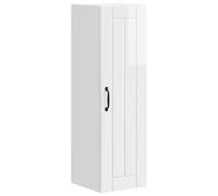 KGHFDVB Armario de pared, 30 x 31 x 100 cm, color blanco brillante | Panel de madera con 2 estantes y 1 puerta, soporta hasta 60 kg, para cocina y lavavajillas, 30 x 31 x 100 cm